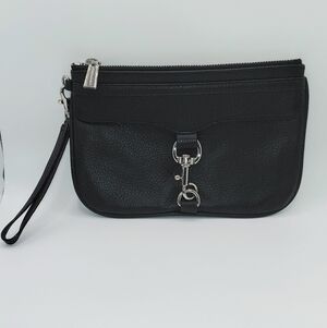 Rebecca Minkoff Black Pebbled Leather Wristlet Clutch